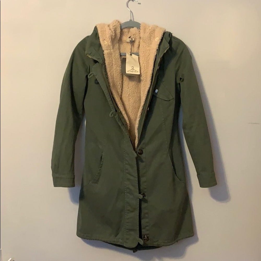 Sherpa lined canvas coat